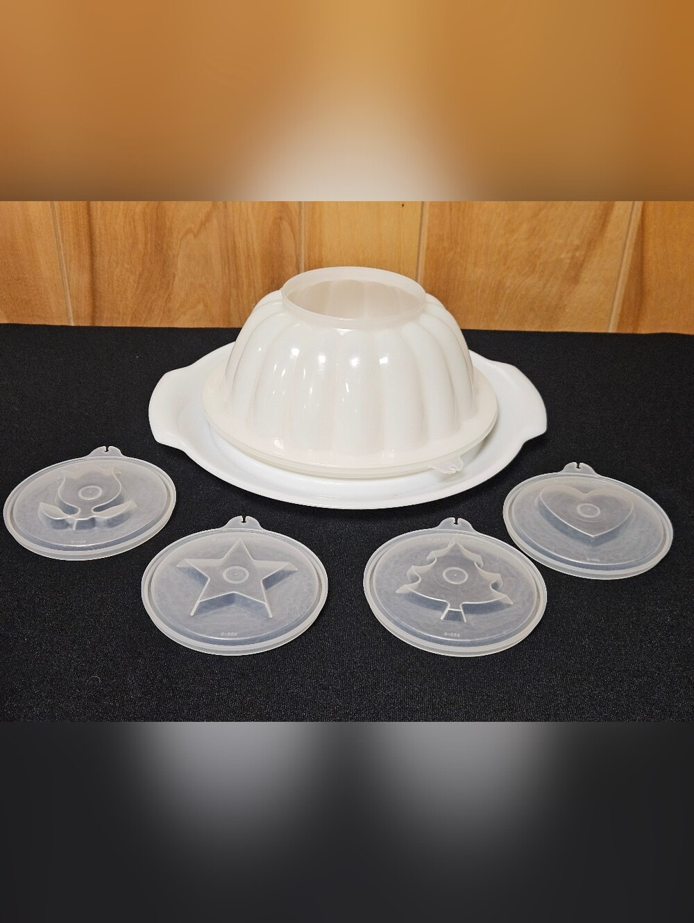 Vtg Tupperware Jel N Serve Jello Mold Star Heart Flower Tree Serve Tray 7 PC Set